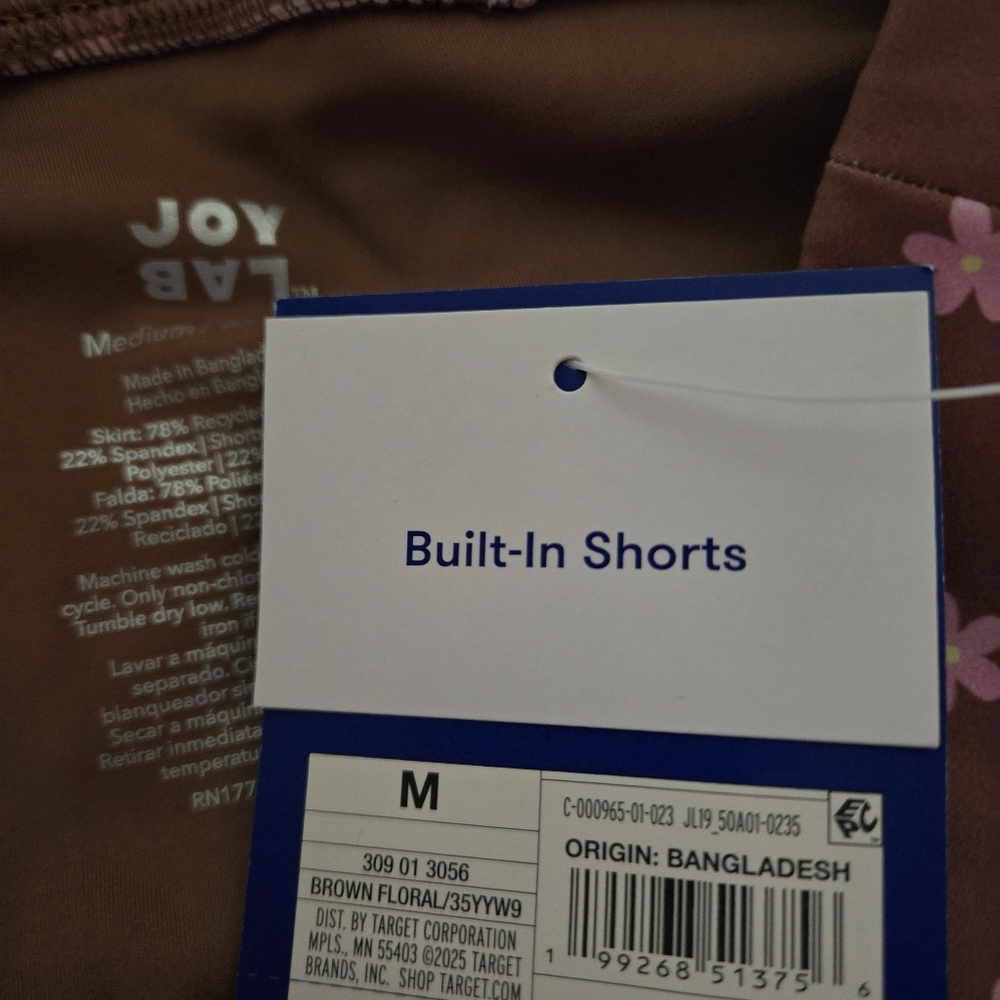 NWT JoyLab Slit Skort Brown Floral - Picture 6 of 7